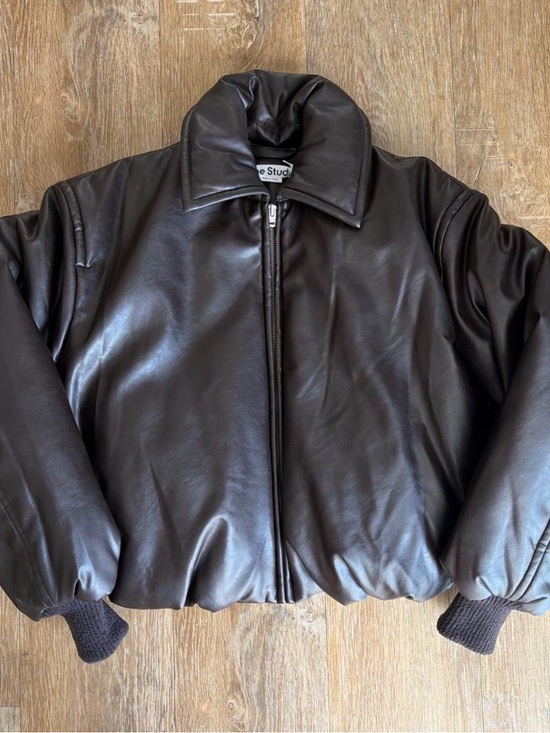 Acne Studios Jackets & Blazers - Acne Studios Dark Brown Puffer Leather Jacket